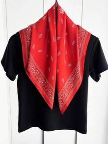 1 件佩斯利印花仿丝男士头巾、百搭围巾、头带、装饰品