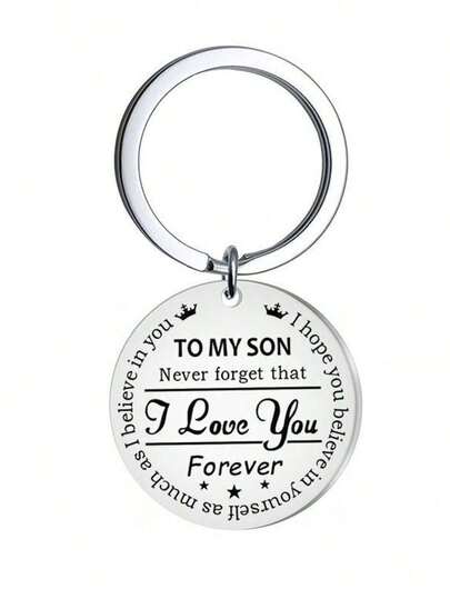 1pc To My Son Stainless Steel Keychain Pendant, Simple Design Gift For Son, Backpack Accessory