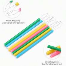 2/6/10pcs Colorful Plastic Long Handle Threaders - Cylindrical Needle Threaders, Suitable For Beading, Jewelry Making, Sewing Machines And Craft Projects - Convenient Threader Assistant For Seniors And Beginners - Random Colors, Durable DIY Accessories - Great For Mother's Day, Graduation, Christmas Stocking Stuffers