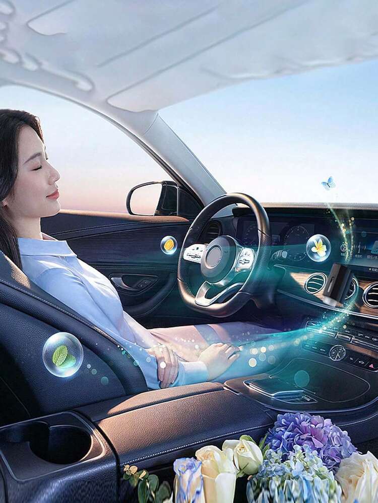 Smart Car Air Freshener, Car Aromatherapy Diffuser, 3-Level Adjustable Smart Car Diffuser, Car Accessories - A - View 6