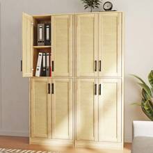 Tall Kitchen Pantry Storage Cabinet, Freestanding Storage Cabinet With 2 Rattan Doors And Adjustable Shelves Autonomous Sideboard  Accent Cabinet For Home Decor,Kitchen, Dining Room, Bathroom - natural03 - 查看 8
