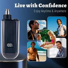 Men's USB-Charging Nose & Ear Hair Trimmer - Portable Electric Grooming Tool, 300mAh Lithium Battery With Fast Charging, 3 Colors Available (Blue/Black/Orange), Durable Plastic Design For Precise Trimming