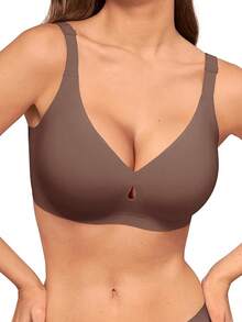 Bras Women No Underwire Wireless Bras - Seamless Push Up Full Coverage Bralettes Comfortable Everyday Bra - Ganache Coffee - 查看 12