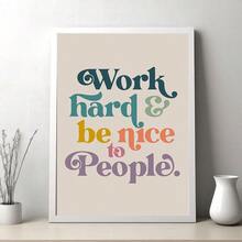 1 件/套现代努力工作，善待他人壁画，积极名言励志帆布海报和印刷品，复古帆布墙面艺术装饰，家庭办公室，理想的礼物墙面艺术，无框架 - 彩色 - 查看 6