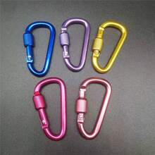 3/5 Pieces Set Of Outdoor Aluminum Alloy Climbing Carabiners Quick Hooks, Which Are No. 6 Locked Keychain Backpack Hooks, D - Shaped Locked Hooks And Wind Rope Hooks, With Random Colors.