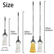 Wet String Mop For Floor Cleaning, Heavy Duty Mop With 2 Reusable Heads, Long Handle Industrial Cotton Mop For Restaurant Home Garage Office Patio Warehouse - 黑色 - 查看 2