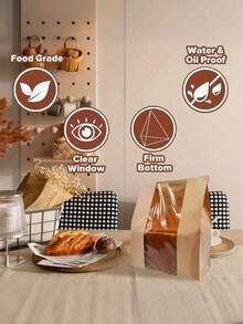 1/5/10 Stücke Toastbeutel Brotpapier Tüte (mit Aufklebern), Halloween, kleine/mittlere/große Papierbrottüte mit Fenster, Backzutaten Verpackungsmaterial, Etikett Siegelaufkleber für Backwaren Verpackung und Lagerung, Haushaltsbedarf - Verschiedenfarbig - Übersicht 5