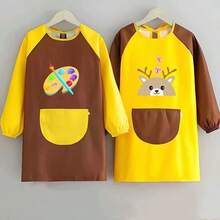 1pc Cute Bear Painting Pattern Apron, Painting Protective Apron For Girls And Boys, Cooking/Art Supplies - Multicolor - View 4