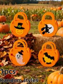 1 Stück Halloween Dekoration Trick-or-Treat Taschen, Geschenke für Kindergartenkinder, Dekorationsobjekte für Szenen, tragbare Kürbis Süßigkeitstüten, Geschenke, Halloween Dekorationen