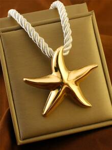 1 件海滩风格夸张海星吊坠粗绳项链，适合度假