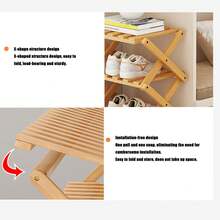 8-Tier Bamboo Shoe Rack Vertical Foldable Shoe Organizer Rack For Entryway Hallway - Maple - View 4
