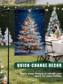 1pc Christmas Tree Garden Flag - Holiday Double-Sided Waterproof Burlap, 11.8"X17.7" - Outdoor Winter Decor, Outdoor Decoration (Flagpole Not Included)