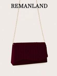 REMANLAND Túi xách dự tiệc xếp ly thời trang và thanh lịch dành cho nữ, Túi xách có quai xách tinh tế và quyến rũ, Thích hợp cho phụ nữ kết hợp với váy và áo dạ hội, Thích hợp để tham dự tiệc tối, đám cưới, tụ họp, tiệc tùng, Món quà tuyệt vời nhất dành cho phụ nữ - Màu Đỏ Sâu - Xem 4