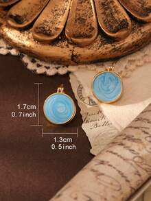 1 Par de Brincos de Pino Esmaltados Dourados Minimalistas e Geométricos de Dois Lados, Adequados para Uso Diário, Festivais, Férias, Praia, Festas e Presentes de Joias para Mulheres