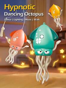 1 件带音乐和灯光的催眠跳舞章鱼玩具 - 自动避障、缓解压力、早期教育，是送给孩子的完美万圣节/圣诞节礼物 - 彩色 - 查看 2