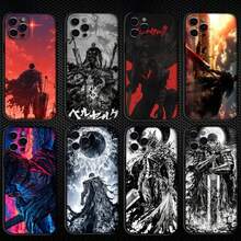 Funda de Teléfono Clásica Anime  Guts Compatible con  16,15,14,13,12,11 Plus, Pro Max, Funda Negra de Silicona Suave, Funda Compatible con  17,  17 Pro,  17 Pro Max - z2 - Ver 1