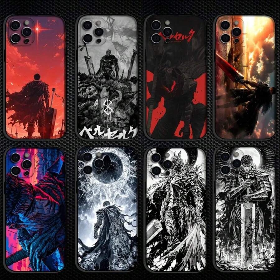 Funda de Teléfono Clásica Anime Guts Compatible con 16,15,14,13,12,11 Plus, Pro Max, Funda Negra de Silicona Suave, Funda Compatible con 17, 17 Pro, 17 Pro Max - z2 - Ver 1