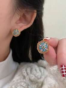 2pcs Bohemian Style Zinc Alloy Earrings, Suitable For Women, Wedding, Party, Holiday Gift, Party Outfit And Daily Wear