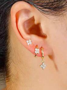 4pcs/Set Clover Stud Earrings, Creative Design, Minimalist, Elegant Vintage, Sweet Romantic Style, Classic Fashion Casual, Suitable For Valentine's Day, Eid, Daily Wear, Party, Holiday, Affordable Gift Choice