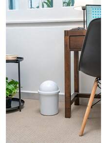 JOY Bote de Basura Redondo de Plástico con Tapa de Balancín, Paquete de 2, Capacidad 5 Litros, Cubeta de Basura para Baño, Oficina, Garaje, (21x31.5) Color Blanco - 1 - Ver 5