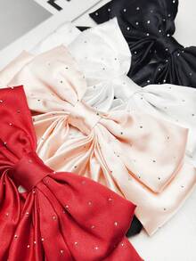 Grampo de cabelo grande com laço de diamante feminino, 1/4 peças, preto, champanhe, branco, vermelho, laço feminino, fita, laço, prendedor, laço, acessórios de cabelo para festa, moda para o dia das mães, festa diária, acessórios de cabelo da moda com diamante, presilhas, garras de cabelo, presilhas de cabelo, presilhas de cabelo