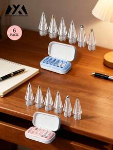 Compatibles avec les embouts de Apple Pencil, pack amélioré de 6 embouts de rechange avec étui, pointes métalliques de contrôle précis sans usure compatibles avec Apple Pencil 1ère/2ème génération, USB-C, iPad Pro Pencil