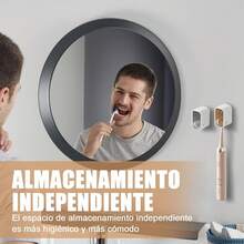 Portacepillos de Dientes,2 Piezas Porta Cepillo de Dientes para Baño Pared con Funda Impermeable,Estructura de Ventilación,Sin Perforación,Organizador de Cepillos de Dientes,Para Baño,Dormitorio - Gris + Marrón tiene - Ver 4