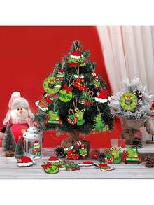 Set Of 36 Traditional Christmas Wooden Decorations, Lime Green And Red Holiday Tree Decorations, Holiday Wood Chip Tags, Christmas Tree, Home And Kitchen Decorations, Home Party Decorations, No Power Required Best Gift Birthday Graduation Home Decorations Christmas Decorations Room Decorations Christmas