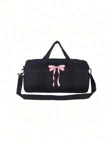 Solid Color Travel Bag With Bow Print, Cute Solid Color Ballet Travel Bag, Fitness Travel Tote Bag, Suitable For Ballet Tutus, Tap Dancing, Weekend Overnight Trips, Large Capacity Luggage Travel Bag. - 34*20*18 - View 12