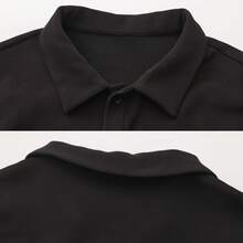 Camisa casual de manga larga con botones y estiramiento, sin necesidad de planchado para hombres - Negro - Ver 10