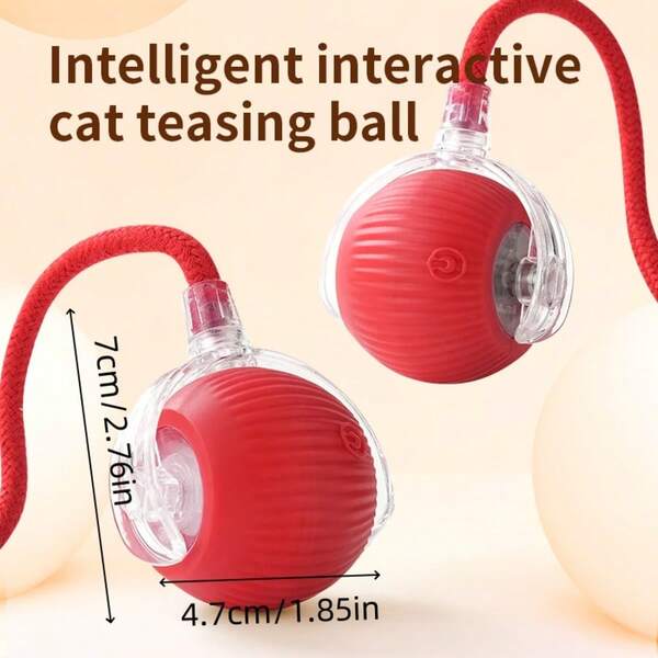 كرات لعب للقطط - كرات لعب ذكية كهربائية للقطط - طقم مجموعة 2 باللون الأحمر والرمادي - كرات ترفيه للقطط متحركة - هدية عيد للحيوانات الأليفة - كرات قطط مع ذيل فأر مزيف