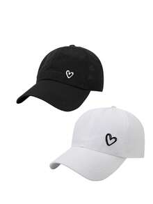 1/2 Stücke Unisex Baseballkappe mit besticktem Herz, Sportkappe mit hohem Pferdeschwanz und verstellbarem Verschluss, atmungsaktives Mesh-Paneel Design, geeignet für Golf, Outdoor-Wandern und den täglichen Gebrauch