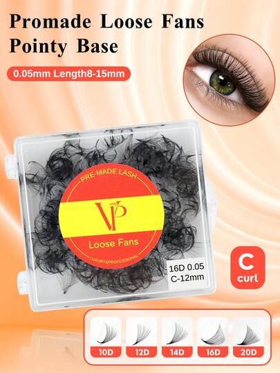 500 Abanicos de pestañas curvatura C 10D/12D/14D/16D/20D negros Pramde, pestañas hechas a mano de 0.05mm de 8-15mm, extensiones de pestañas sueltas premontadas