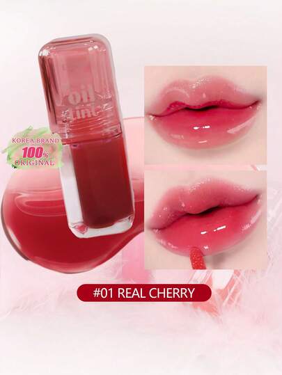 ETUDE Dear Darling Oil Tint 01 Real Cherry, High Moisturizing And Strong Hydrating Lip Oil Smooth And Moist Lips, Non-Sticky For Dry Lips, Juicy And Lively Shades Lipstick, K-Beauty, Korean Makeup, 4.2g/0.14oz.