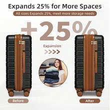 Luggage Sets 5 Piece Hardside Expandable Suitcase With Wheels Lock, Large Capacity Checked Luggage For Families, PC+ABS Hardside Lightweight Rolling Suitcase For Women And Men - 黑色 - 查看 7