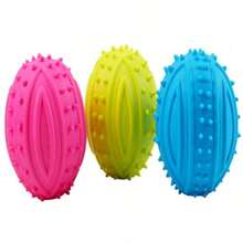 TPR Rugby Ball Dog Toy, Puppy Chew Squeaky Ball, Corgi & Medium Dog Pet Teething Chew Training Toy, Durable Realistic Barking Sound Fetch Toy