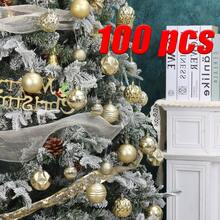 100pcs/Box Painted Christmas Ball Set. Asymmetrical Shaped, Complex Design Craftsmanship. Christmas Tree Ornaments, Shatterproof Plastic Hanging Decorations. Holiday, Wedding, Party Decor, Gift Home Decor Christmas Decorations Room Decor Winter Christmas Decorations Home Christmas Gifts Christmas Decor - Multicolor - View 4