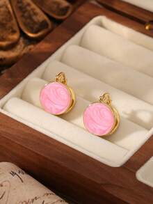 1 Par de Brincos de Pino Esmaltados Dourados Minimalistas e Geométricos de Dois Lados, Adequados para Uso Diário, Festivais, Férias, Praia, Festas e Presentes de Joias para Mulheres