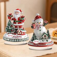 1 buc semn decor de Crăciun pentru desktop, design cadou Moș Crăciun și om de zăpadă, decorare casă sufragerie și dormitor, ornamente pentru birou, cadou de Crăciun, acrilic 2D