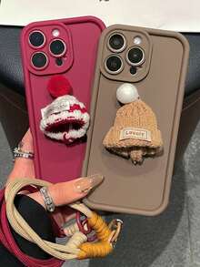 Funda de teléfono elegante y protectora de cobertura completa con diseño de corazón brillante - Adecuada para Apple 16/15/14/13/12/11, Redmi, Honor, OPPO - Marrón y Negro