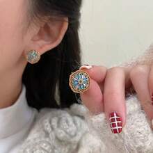 2pcs Bohemian Style Zinc Alloy Earrings, Suitable For Women, Wedding, Party, Holiday Gift, Party Outfit And Daily Wear