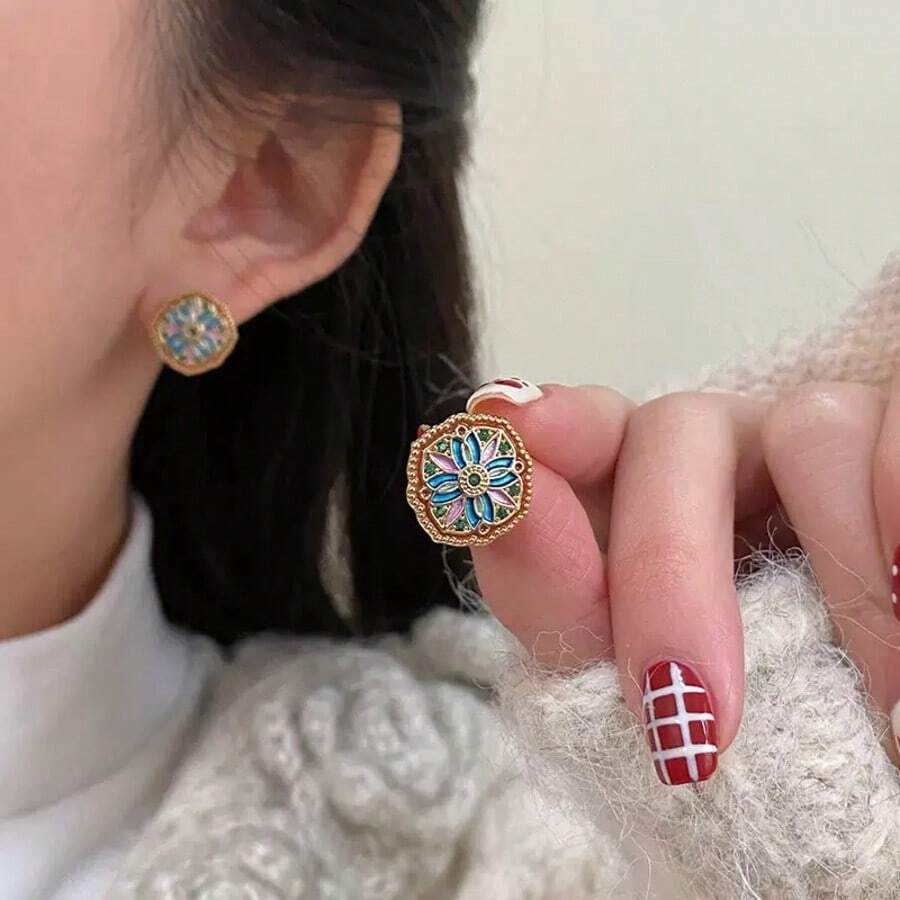 2pcs Bohemian Style Zinc Alloy Earrings, Suitable For Women, Wedding, Party, Holiday Gift, Party Outfit And Daily Wear