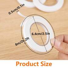 Cinta Adhesiva de Doble Cara para Bricolaje, Artes, Manualidades, Álbumes de Recortes, Sellos de Goma (Blanco, 5mm * 8m) - Blanco - Ver 6