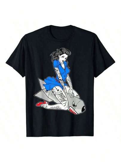 Camiseta única de nuevo producto avanzado Fatal Bombs Away, unisex para adultos, azul, talla pequeña, manga corta, ajuste clásico, camiseta impresa para hombres de 220g, 100% algodón, cuello redondo, camiseta casual de manga corta para hombres al aire libre, camiseta vintage clásica de calle para hombres, uso diario en las cuatro estaciones, regalos de vacaciones, nuevo producto único.