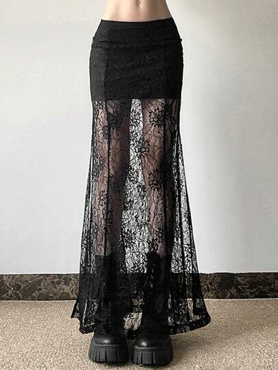 Top Dazzle Solid Color Bodycon High Waist Mesh Mini Skirt, Street Fashion