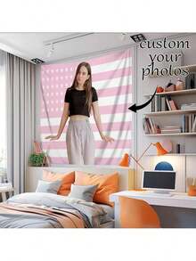 Personalisierbare Wandteppiche mit Fotos und Text, für Geburtstag, Hochzeit, Halloween, Weihnachten, Party, Vatertag/Muttertag, Wohndekoration, Schlafzimmer Ästhetik, Multifunktional