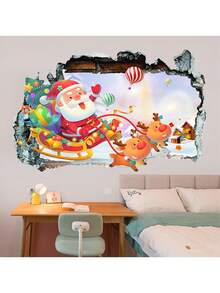 1PC Christmas Wall Sticker Santa Claus Breaks The Wall Decoration Wall Sticker Bedroom Living Room Holiday Party Home Decoration Christmas Sticker Christmas Decorations Room Decor Wall Stickers Stickers Christmas Decorations Home