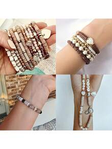 Polymer Clay Beads Kit, Mix Colors Soft Flat Polymer Clay Beads Kit For Jewelry Making, DIY Bracelet Necklace Birthday Gifts Craft Supplies