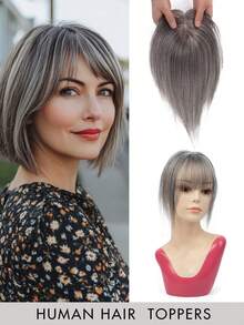 Women's Real Human Hair Bangs Wig, Elegant Straight Hair, Gold Clip-In Hair Extensions, Seamless Wig, 360° 3D Upgraded, Middle Part Silk Base, High-Quality Real Human Hair Wig, Comfortable And Breathable, Suitable For Parties, Daily Wear, Halloween Costumes - Nhiều màu - Xem 21