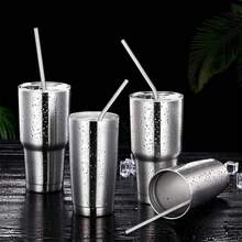 Paquete de 12 Popotes de Acero Inoxidable Chef - Reutilizables y Resistentes, con 2 Pinceles de Limpieza, Aptos para Termos  y Vasos de 30 oz/20 oz y Lavavajillas - Plateado - Ver 5